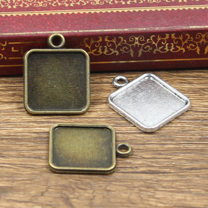 ถาดจี้ทองสัมฤทธิ์โบราณสำหรับทำ DIY ฐานแก้วทรงสี่เหลี่ยมเรียบง่าย15มม. ตั้งฐานลูกปัดหมวกสไตล์<span class=keywords><strong>โบราณ</strong></span>ที่นิยม - Product Image 5