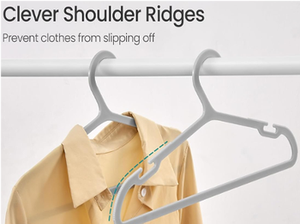 ที่แขวนเสื้อพลาสติกกันลื่นขนาด50 PP สำหรับแขวนเสื้อโค้ทแบบกว้างมีรอยหยักประหยัดพื้นที่ขึ้นรูปก้อนเมฆสีขาวใหม่ - Product Image 3