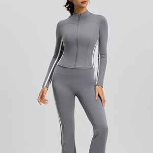 Chaqueta <span class=keywords><strong>de</strong></span> Yoga para Mujer, Forrada <span class=keywords><strong>de</strong></span> Felpa, Gruesa, Transpirable, con Cuello Alto, Manga Larga, Ajustada, para Deportes y Fitness - Product Image 6