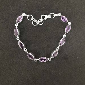 Handmade <b>Amethyst</b> Gemstone <b>Bracelet</b> 925 Sterling Silver <b>Bracelet</b> for Women - Product Image 4