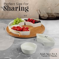Ensemble de service à croustilles et à trempette, bol à trempette en céramique/bois avec plateau à croustilles, ensemble de service à collation pour fête de mariage, vente en gros