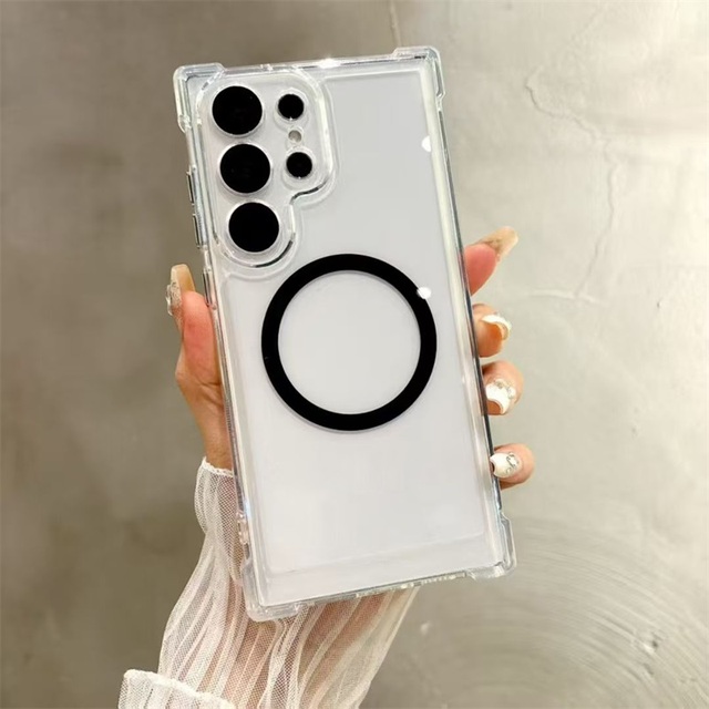 clear Anti-Drop Magnetic Mobile Cases for samsung S26 ultra Four Corner Protective Phone Cover for galaxy S23 S24 S25