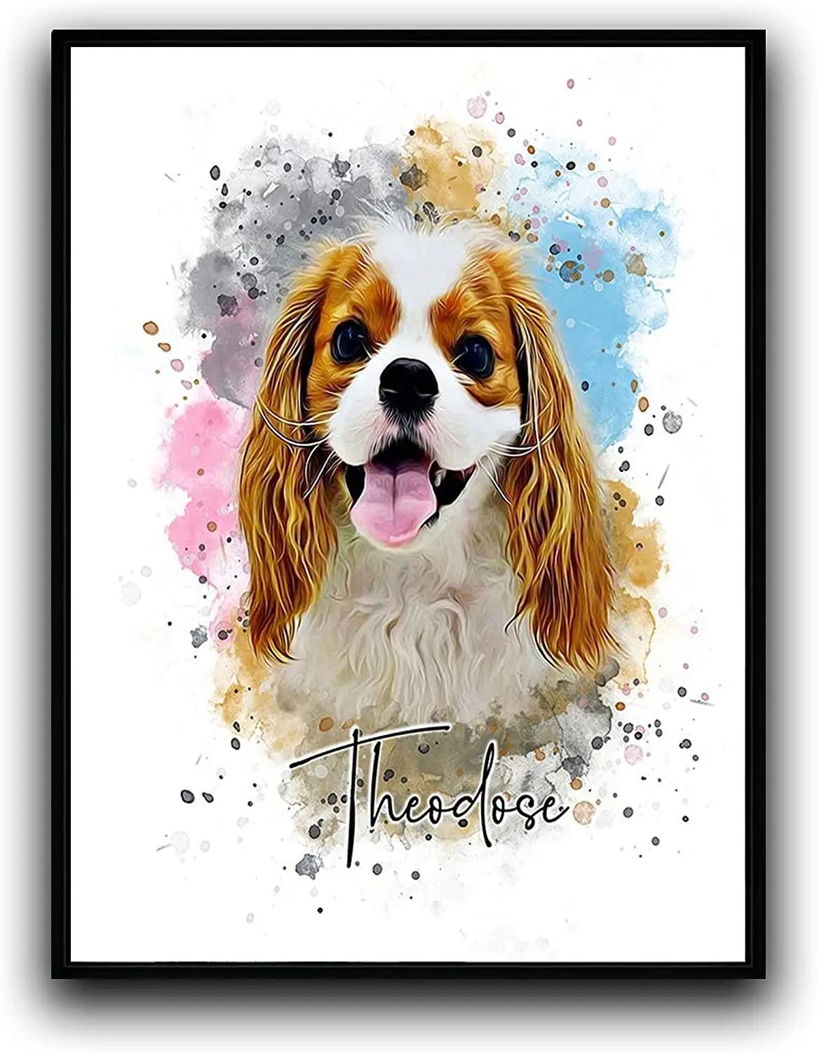 PG özel köpek/kedi portre suluboya resim çerçeveli tuval baskılar ile fotoğraf duvar sanatı ev dekorasyon için