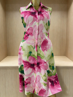 Robe chemise sans manches pour femme, imprimé floral, respirante, en spandex et polyester, boutonnée, décontractée, pour le bureau