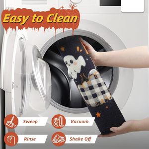 Tapete Decorativo Antideslizante para Entrada con Diseño de Fantasmas y Calabazas, Lavable, de Perfil Bajo, para Halloween - Product Image 5