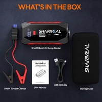 SHARMEAL OEM&ODM Démarreur de Voiture Multifonctionnel 4-en-1 avec Batterie au Lithium 6000mAh, Power Bank 12V 2000A, Démarreur de Voiture Portable