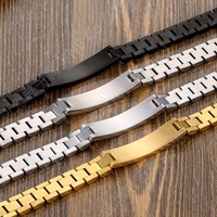 BINSHUO Bracelet Personnalisé en Acier Inoxydable Bijoux Homme Plaqué Or Gravure Laser Nom Personnalisé Bracelet Montre Vierge Bracelets d'Identification Hommes