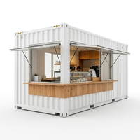 Maison conteneur modulaire préfabriquée en acier, cabine portable avec auvent et comptoir de service pour bureau commercial