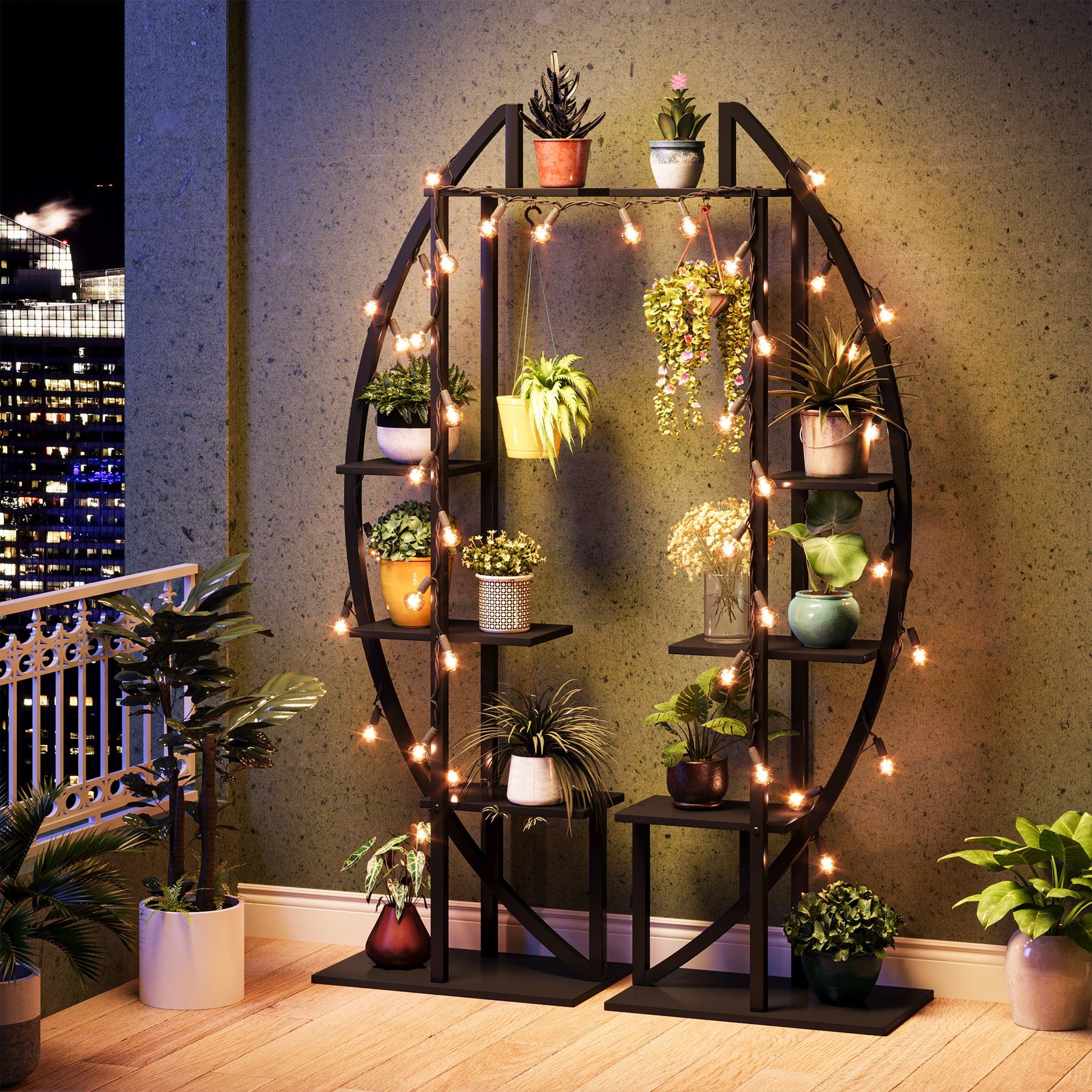 Tribesigns 5層植物スタンドパック2つの多目的湾曲ディスプレイ棚盆栽