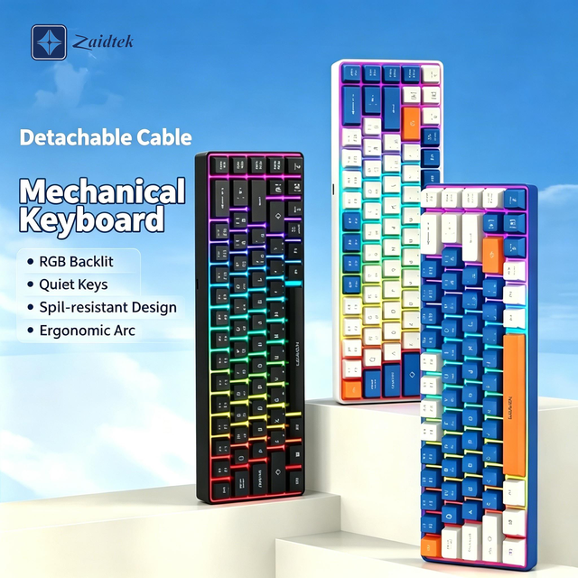 68 Keys Color Silent Waterproof Membrane Keyboard, Wired RGB Backlit Gaming Keyboard for Laptop PC Desktop