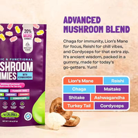 Gummies aux champignons, mélange de sept types de champignons, 2500 mg, fonctionnels, 80 unités, 100 % végétaliens
