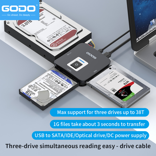 GODO SATA IDE to USB 3.0 2.5 3.5 Inch HDD SSD External Data Transfer Converter SATA IDE Adapter USB Adapter Hard Drive Adapter