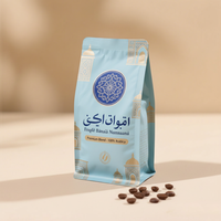 Sachet à fond plat avec fermeture éclair imprimé sur mesure de haute qualité, résistant à l'humidité, pour le stockage des grains de café