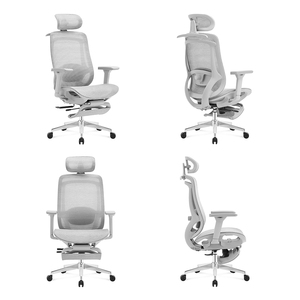 Ghế văn phòng hiện đại, thoải mái, thiết kế công thái học, màu xám, toàn lưới, dành cho giám đốc, có chức năng ngả lưng và tựa chân. - Product Image 2