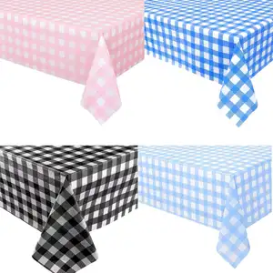 Rectangular Tablecover Party Decorations Checkered Designs Disposable Plastic Tablecloth