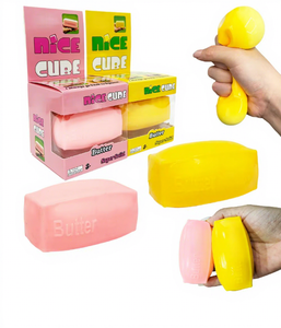 Nice Cube Squishy Toy Yellow <b>Pink</b> Butter Bar Super Solid Squeeze Sensory Fidget Stress Relief <b>Gift</b> for Kids Adults - Product Image 1