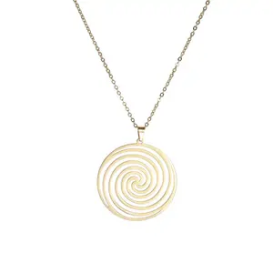 316l paslanmaz çelik Pvd 18k altın kaplama Skyrim geometrik Spiral kolye benzersiz girdap boyun zincirleri takı noel hediyesi