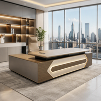 Bureau en bois ergonomique haut de gamme en forme de L - Bureau de style professionnel moderne et luxueux avec rangement