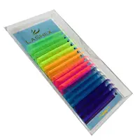 Цветные ресницы для наращивания easy fan lash, неоновые УФ ресницы для наращивания, светящиеся в темноте неоновые УФ ресницы 0,03/0,05/0,07 цветные ресницы