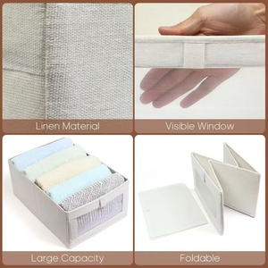 Boîte de <span class=keywords><strong>rangement</strong></span> en lin pliable et écologique moderne pour un intérieur organisé, meubles, chambre à coucher, garde-robe, vêtements et jouets - Product Image 5