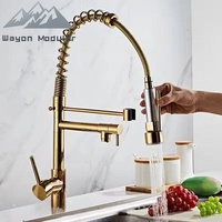Robinet de cuisine professionnel Wayon avec douchette extractible à ressort, finition or de luxe, poignée unique