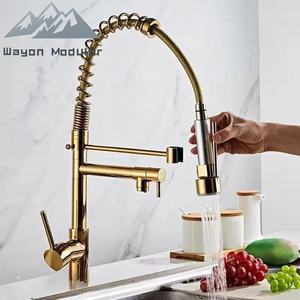 <span class=keywords><strong>Robinet</strong></span> de cuisine professionnel Wayon avec douchette extractible à ressort, finition or de luxe, poignée unique - Product Image 1