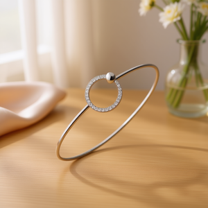 Amy Amy <b>Bangle</b> <b>Bracelet</b> 925 <b>Silver</b> Crystal Rhinestone Geometric Minimalist Design For Women Everyday Wear - Product Image 2