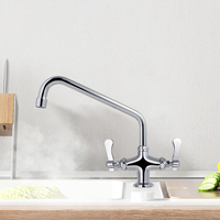Robinet de cuisine moderne durable Robinet élégant en laiton chromé à double poignée avec ouverture rapide et montage à trou unique