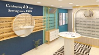 Boutique d'optique de mode Bureau d'accueil en bois Comptoir optique en marbre Vitrine d'affichage optique spéciale haute