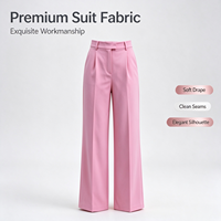 Pantalon plissé taille haute pour femme, coupe large, fluide et doux, idéal pour le bureau ou les occasions décontractées, personnalisable OEM/ODM, en stock