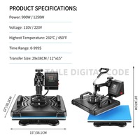 Machine de Presse à Chaud Combinée 5 en 1 Fabrication d'Usine avec Double Écran LCD pour Transfert T-shirt Tasse Assiette