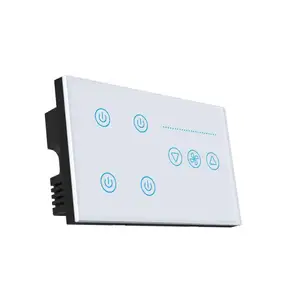 147*86mm UK Crystal Glass Panel Smart Wifi 4Gang & Fan Dimmer Combo Touch Switch With Power Metering Function