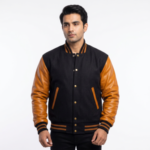 Chaqueta Universitaria para Hombre Más Popular, Chaqueta Letterman de Lana y Cuero - Product Image 1