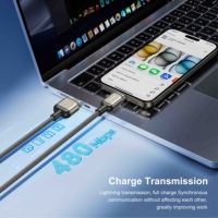 Kabel pengisi daya Cepat LITO LD17, USB tipe-c kepang kompatibel dengan iPhone & Android, USB-C ke USB-C, Transfer Data kecepatan tinggi