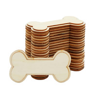 Ensemble de découpes d'impression de patte d'os inachevées tranches de bois vierges forme d'os en bois gravé étiquette de chien en bois