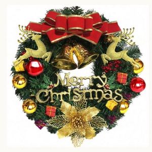 Couronne de Noël artificielle OEM à prix abordable avec boules et nœuds pour décorations de porte - Product Image 4