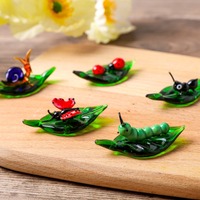 Figurines d'insectes en verre soufflé de Murano, mini décorations en forme de trèfle, coccinelle, abeille, libellule, ornements animaux faits à la main en verre