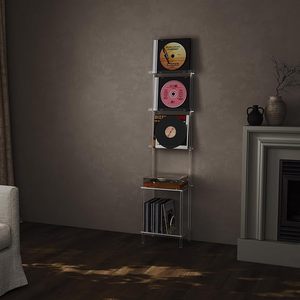 Modern 3 katmanlı akrilik kayıt oyuncu standı duvara monte vinil depolama masa ile 100 albüm bölücüler temizle vitrin rafı kayıtları - Product Image 3