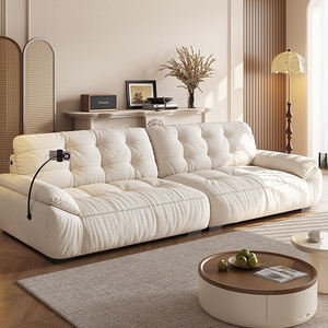 Canapé une place en tissu Nuage Crème, <span class=keywords><strong>design</strong></span> simple, multifonctionnel avec recharge, pour salon et petits espaces, en chenille et éponge - Product Image 1