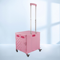 Chariot de courses pliable à quatre roues en plastique, chariot à main portable pour supermarché, chariot de courses multi-usages en plastique pour escalade