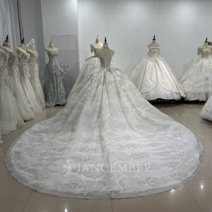 Jancember XS200 Splendido Abito da Sposa Color Avorio Senza Spalline con Perline in Tulle a Stile <span class=keywords><strong>Ball</strong></span> Gown - Product Image 4