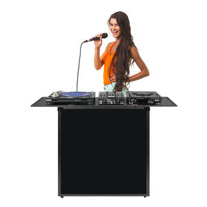 Mesa de DJ Portátil con Ruedas y Asa, Cabina de DJ Portátil con Estuche de Transporte, Marco de Aluminio Negro y Madera Contrachapada para Ferias Comerciales - Product Image 3