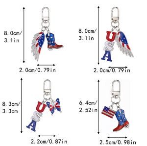 Porte-clés drapeau américain, thème patriotique USA, souvenir du 4 <span class=keywords><strong>juillet</strong></span>, accessoire pour voiture, sac, portefeuille, cadeau - Product Image 2