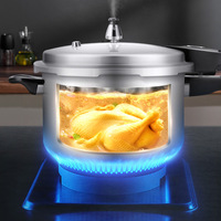 Casserole à pression pour la maison, anti-explosion, en alliage d'aluminium de haute qualité, sans revêtement, avec couvercle en verre, compatible gaz et induction