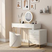 Meilleures ventes : Ensemble coiffeuse moderne européen en bois massif avec miroir éclairé et réglable, modulaire et écologique, pour appartement
