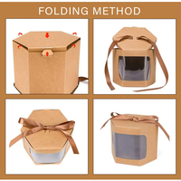 Boîte à fenêtre ouverte en papier kraft avec ruban pour décoration de fête d'anniversaire boîte-cadeau pour la cuisson des desserts emballage de bonbons pour faveur de mariage