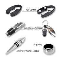 Logo personnalisé Outils pour le vin 5 en 1 Unique Amateurs de vin Promotion Bouchon de bouteille Verseur Tire-bouchon Ouvreur Coffret cadeau Accessoires pour le vin