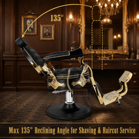 Fauteuil de Barbier Antique en Cuir Synthétique, Design Européen, Pompe Hydraulique Robuste pour Salon de Coiffure, Salon de Beauté, Salle de Bain