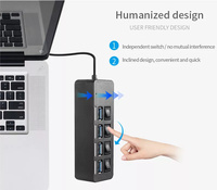 4 puertos Super Speed USB 3,0 Hub interruptor de encendido/apagado 5Gbps adaptador divisor Micro USB de alta calidad Cable azul Micro USB 3,0 HUB Stock