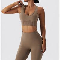 Ensemble de yoga à séchage rapide pour femme, legging moulant d'extérieur, soutien-gorge de sport, sensation seconde peau, grande taille, pour la course et le fitness